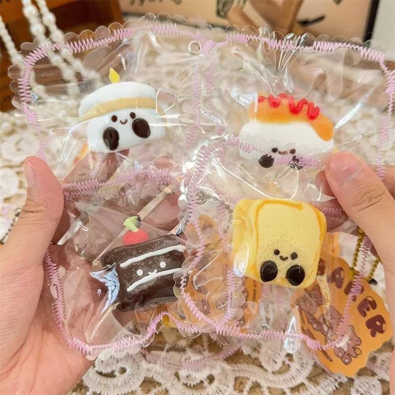 Милая Имитация Еды Тост Бургеры Торт Игрушка для Сжимания Силиконовая Игрушка для Снятия Стресса Веселая Декомпрессионная Игрушка Медленного Восстановления Брелок Подарки