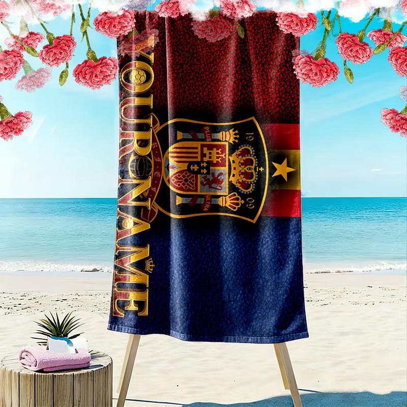 Custom Name,Spain Print Beach Towel, Large Soft Quick Dry Towel for Beach Camping Swimming