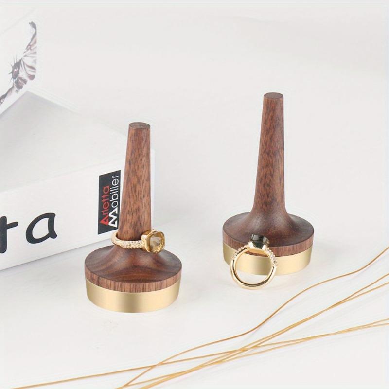 Деревянный держатель колец для ювелирных изделий из черного орехового дерева с латунной подставкой, современный подарок на годовщину свадьбы
