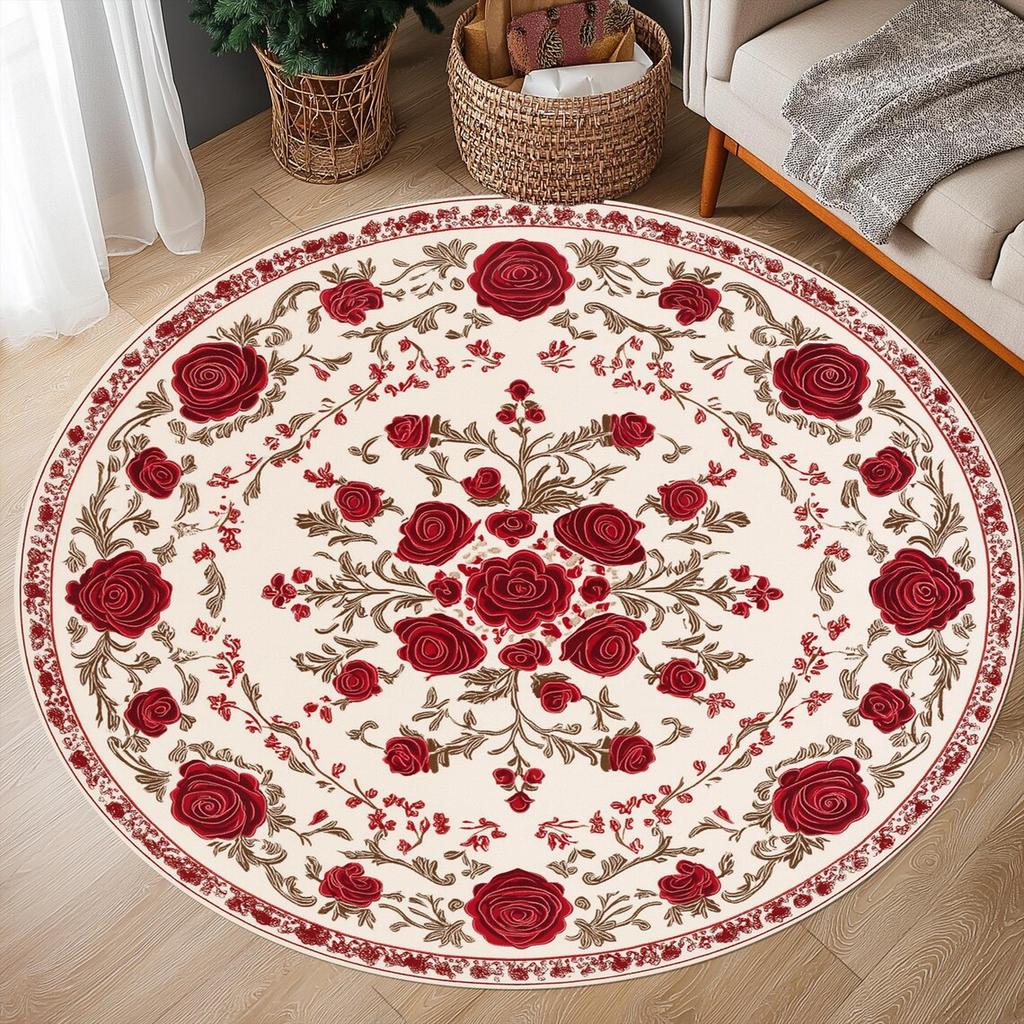 Cherry Blossom Round Rug Room Floor Mats Non-Slip Living Room Rugs Washable Carpet for Home Decor Mat