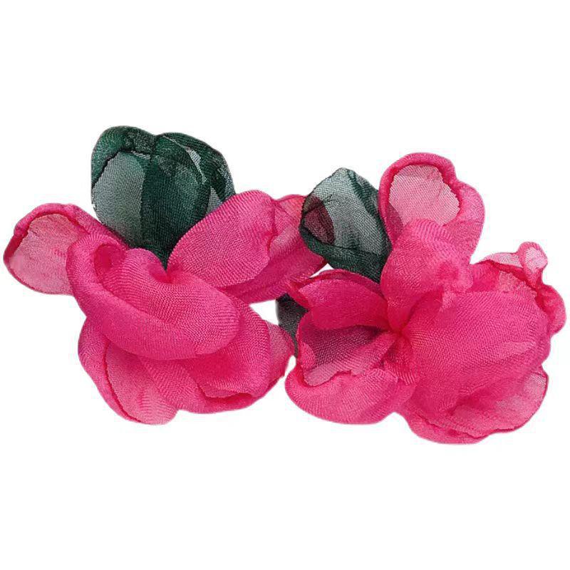 Серьги Vacation Vibe из шифона с цветочным узором — корейский стиль, элегантный контрастный цвет, нишевый дизайн