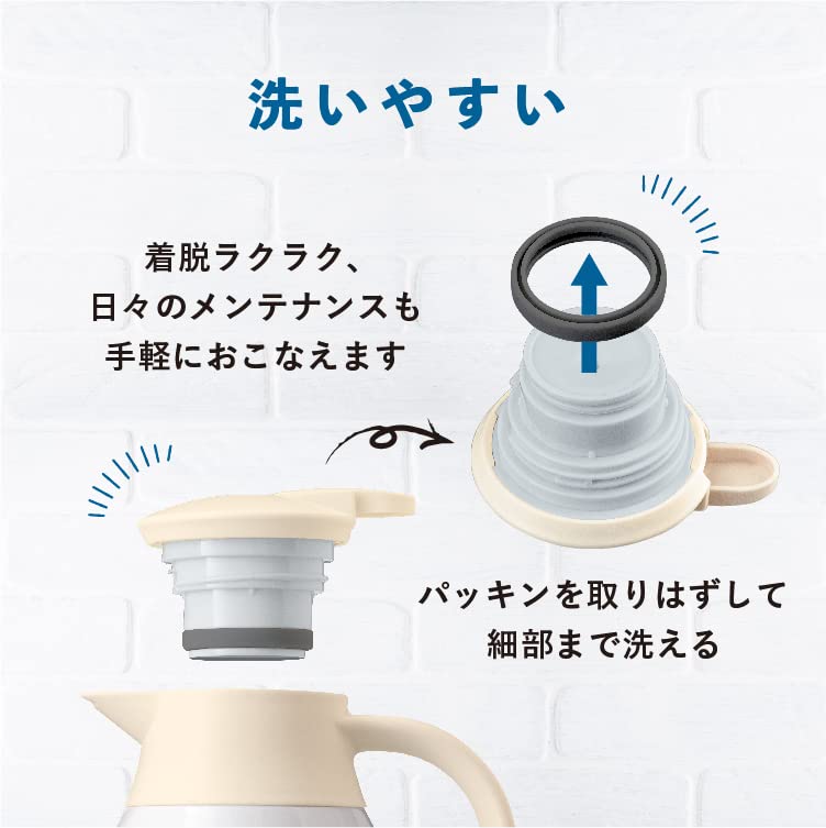 Atlas Легкий Компактный Термопот Листовой Узор Белый Термос С Вакуумной Изолировкой 1.2L AKTH-1200WH