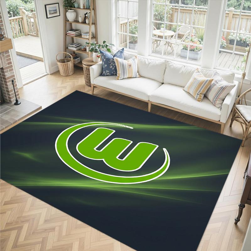 VfL Wolfsburg FC Design Crystal Velvet Carpet Cozy Non?Slip Printed Rug For Bedroom Living Room Entrance