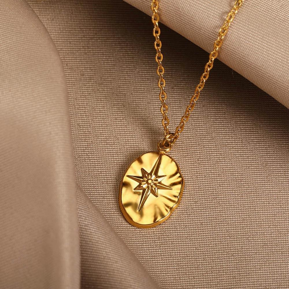 Круглый бренд восьмиконечная звезда кулон ожерелье женская ниша дизайн ключицы цепи ювелирные изделия