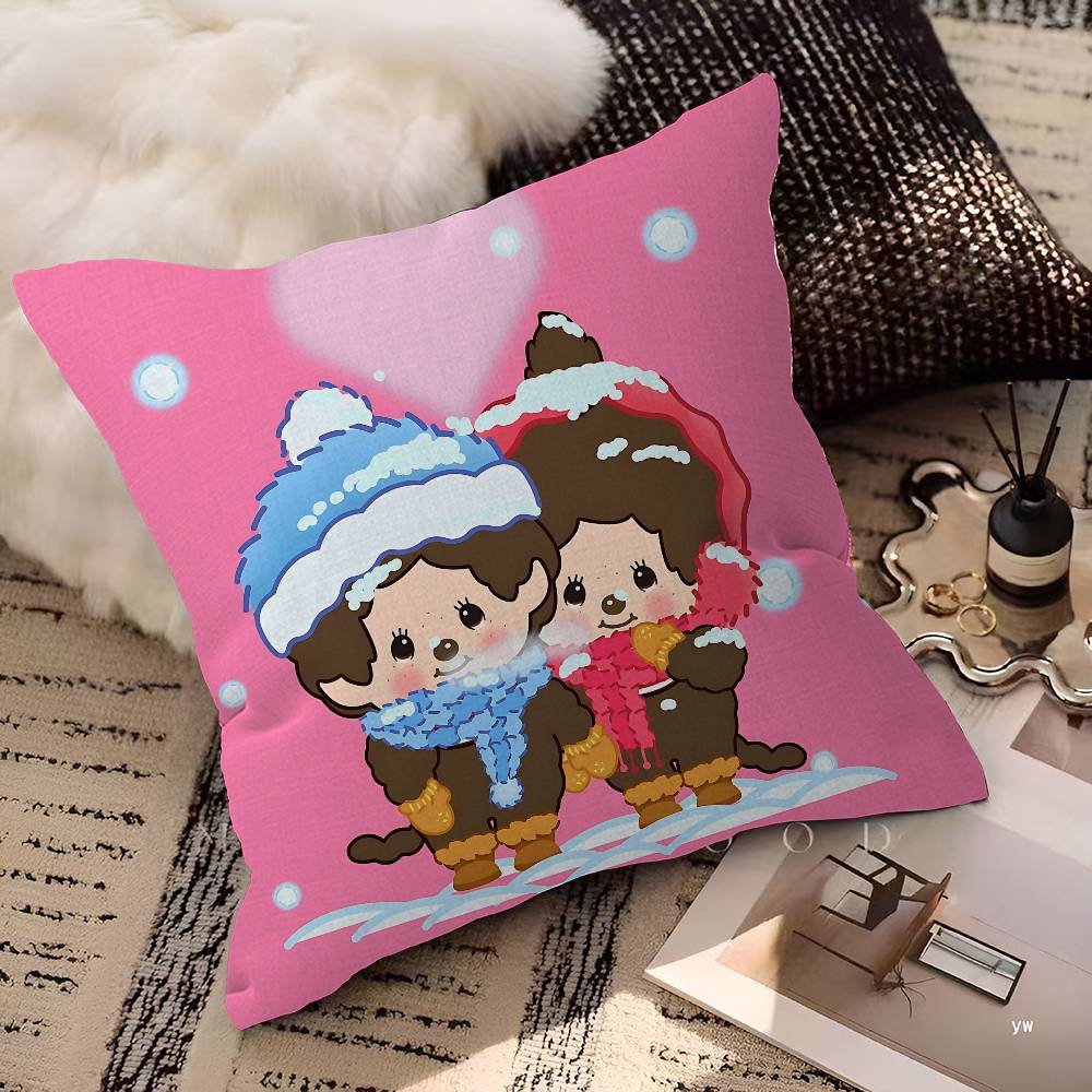 Anime M-Monchhichi Personalized Pillow Cover Kids Bedroom Wild Party Decor Pillowcase Kid Birthday Shower Gift
