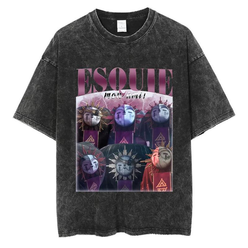 Fashion Personality T-Shirt Game Clair Obscur Expédition 33 Vintage Washed