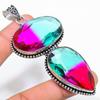 Bi-Color Tourmaline Gemstone Handmade 925 Sterling Silver Pendant 3.55" G5D27
