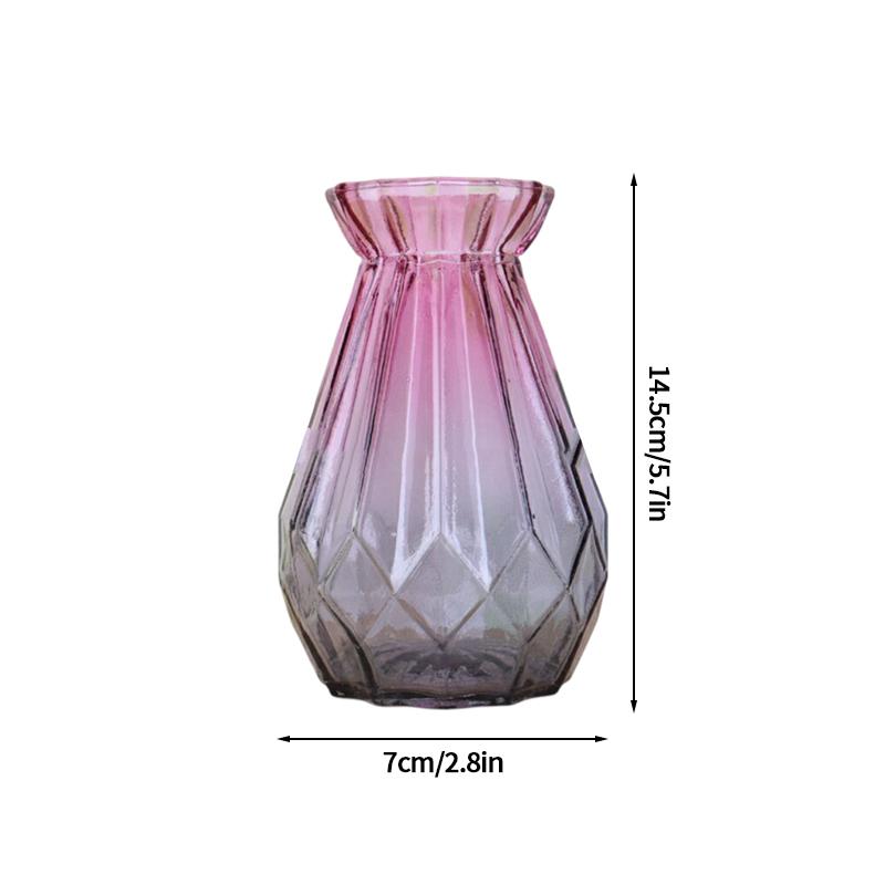 Gradient Glass Vase with Geometric Faceted Design Flower Vase for Wedding Centerpiece Arrangements Home Office Decor Floreros