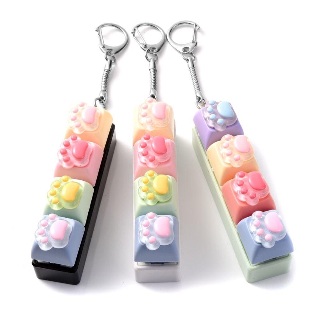 Backpack Pendant Cat Paw Squishy Keychain Colorful Design KeyCap Keychain Daily Commute
