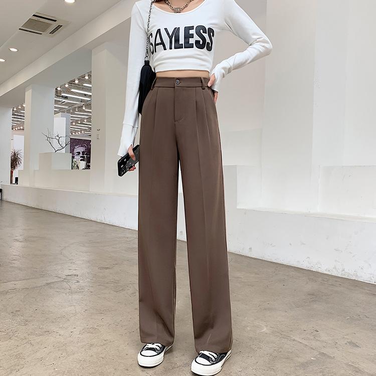 Autumn High Waist Straight Suits Pants Women Solid Office Ladies Wide Leg Pants Female Loose Add Long Trousers Woman Pantalones