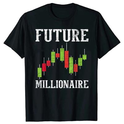 Будущий Миллионер Биржа День Трейдер Day Trading Футболка Мужская Футболки Оверсайз Хлопок Повседневный Уличная Одежда Футболки