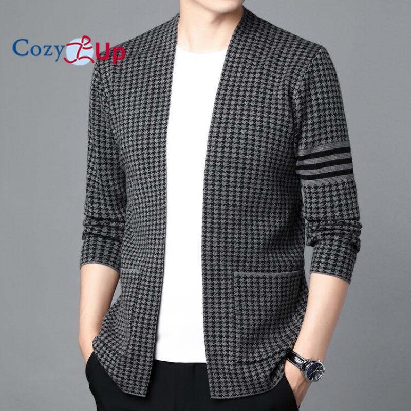 Cozy Up Knitted Cardigan Long Sleeve V Neck Single Breasted Houndstooth Loose Casual Button Down Jumper Sweater