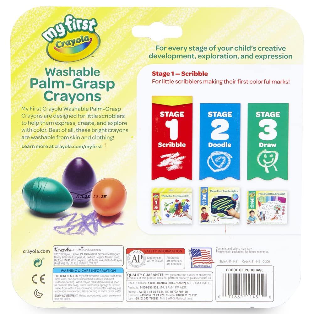 Яйцеобразные мелки Crayola для детей от 1 года, смываемые водой, 6 цветов, 811451 (Подлинный продукт)