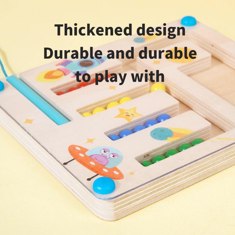 Wooden Kid Magnetic Shape Matching Maze Board Montessori Geometry Color Cognition Education Toys Color Matching Early Education