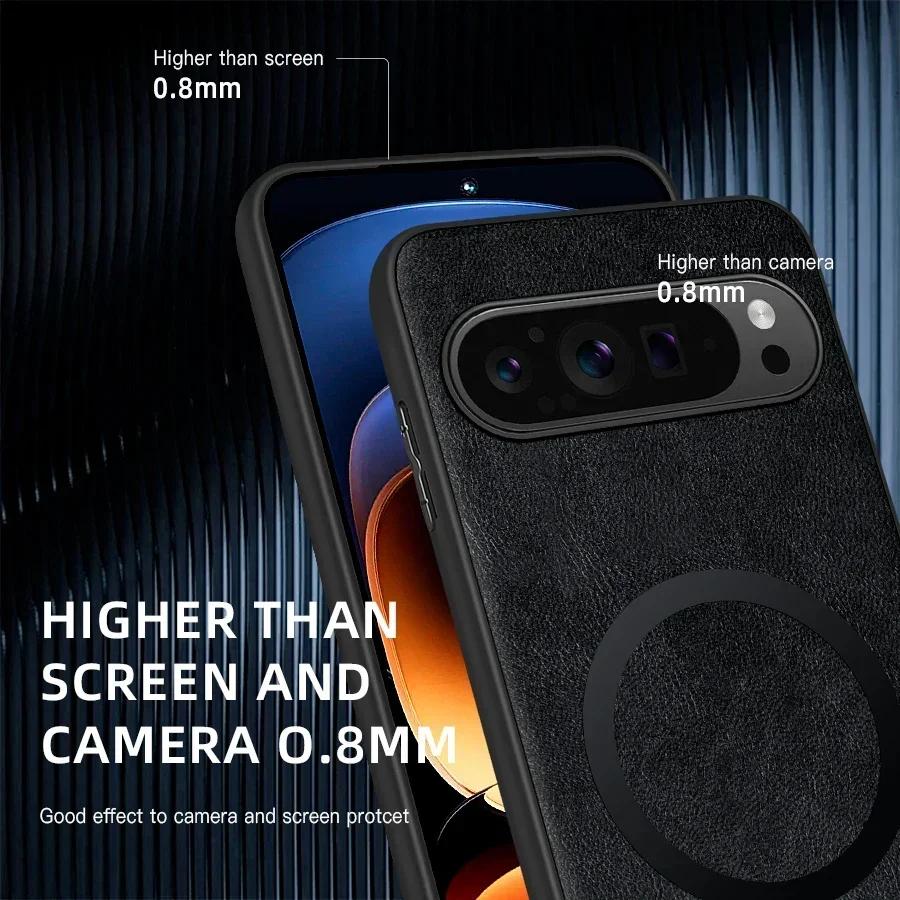 Классический кожаный чехол для беспроводной зарядки Magsafe Magnetic Case для Google Pixel 9 Pro XL 9 8 7 Pro 9A 8A 7A Мягкая задняя крышка