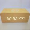Smart LED Wooden Alarm Clock with Wireless Charging and Voice Activation