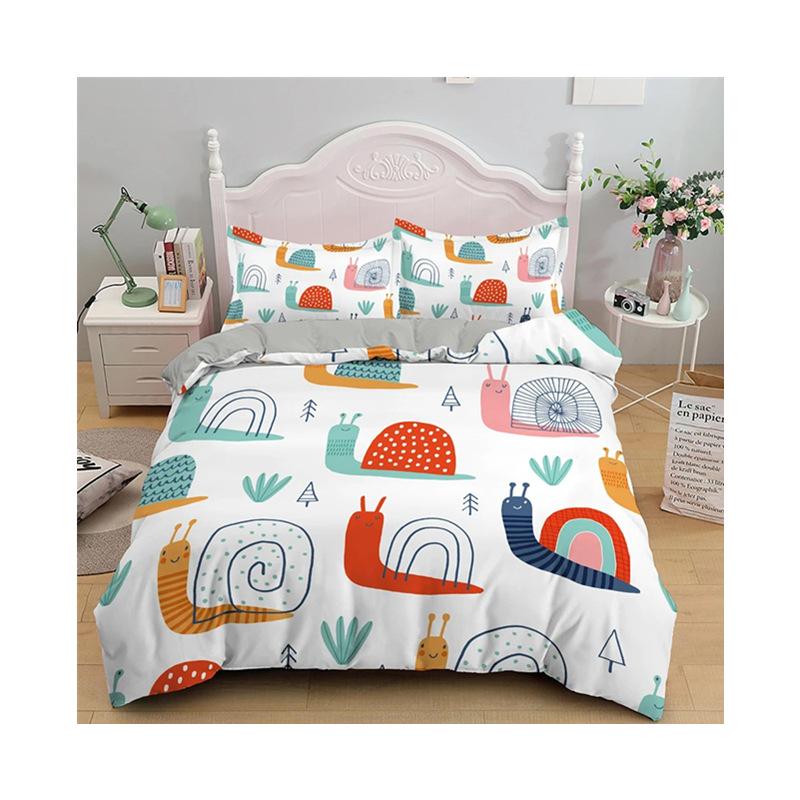 Cute Cartoon Snail Pattern Three-Piece Set Suitable For Boys And Girls Bedroom Decoration Bedding