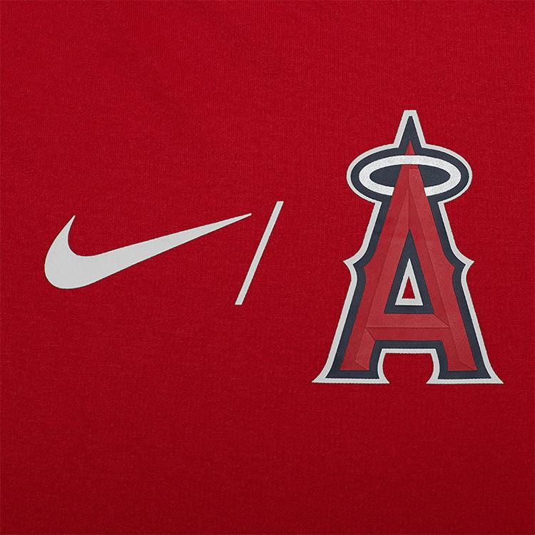 Nike X MLB Collaboration Youth Letter Logo Printed Crewneck Long Sleeve Hoody Los Angeles Angels Kids Hoody Red 3Z3B7SAWA-LAA