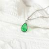 Ins Fashion Ancient Style Retro Pear-shaped Water Droplet Pendant Necklace for Women Green Crystal Glass Jewelry