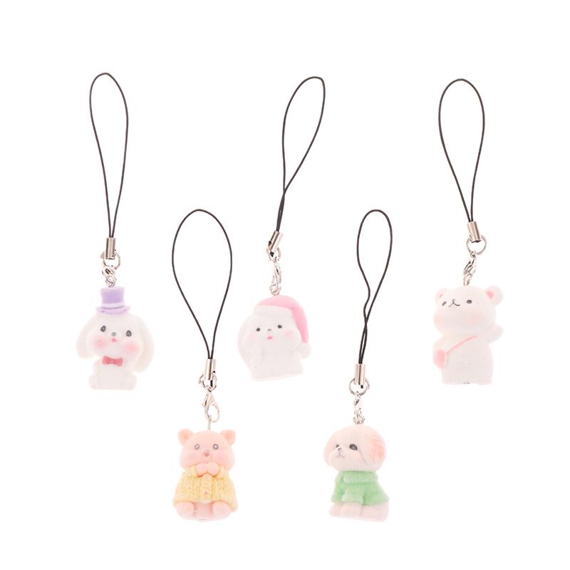 Милый брелок в виде медведя, мультяшного кролика, щенка, телефона, цепочка для наушников, чехол, кулон, шнурок, рюкзак, сумка, декор, автомобильный брелок