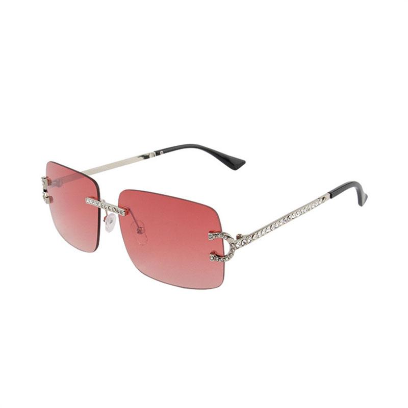 HBK 2023 Rimless Gradient Lenses Diamond Square Sunglasses UV400 Protection Alloy Frames Women