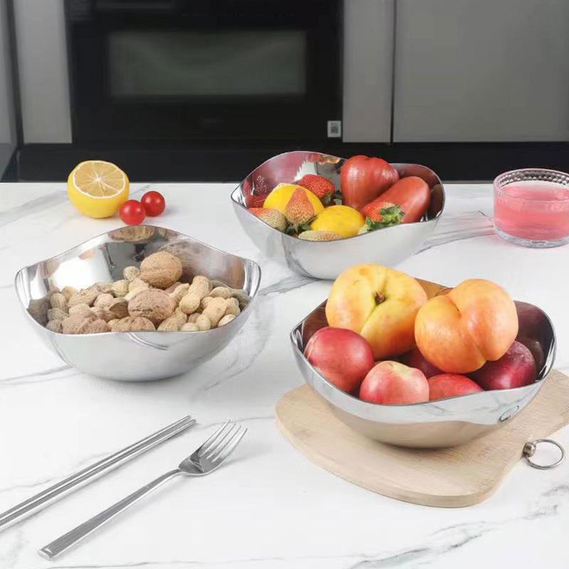 304 Stainless Steel Tall Footed Design Restaurant Ice Cream Bowl Durable Fruit Bowl Creative Salad Bowl Ins Home Accessories