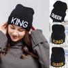 KING and QUEEN Letter Embroidery Hat Knitted Couple Hat Winter Autumn Warm Hats