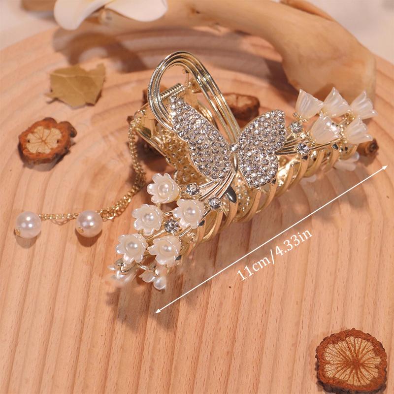 Легкая роскошная заколка для волос со стразами в виде колокольчика орхидеи, кисточки, заколка-когтя для волос в виде акулы, аксессуары для волос