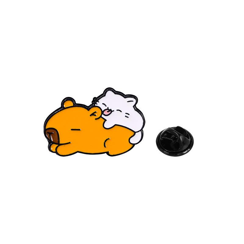Original Cute Capybara Cartoon Brooch - Adorable Alloy Badge & Book Decoration