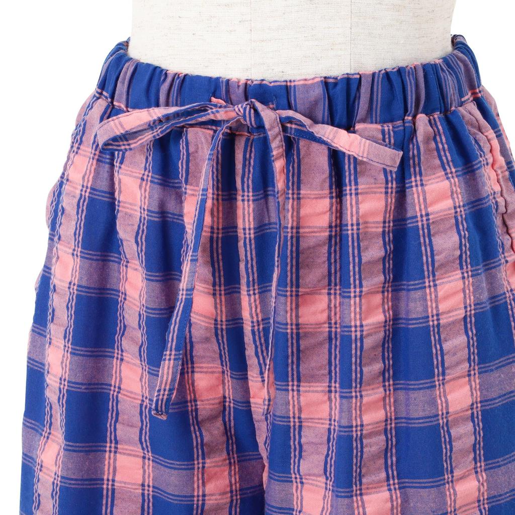 Francfranc Check Pattern Ribbed Cute Loungewear, Blue, Casual, Material,