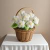 Woven Finished Knitted Flowers Handmade Puff Flower Potted Ornament  Office Desktop Decoration