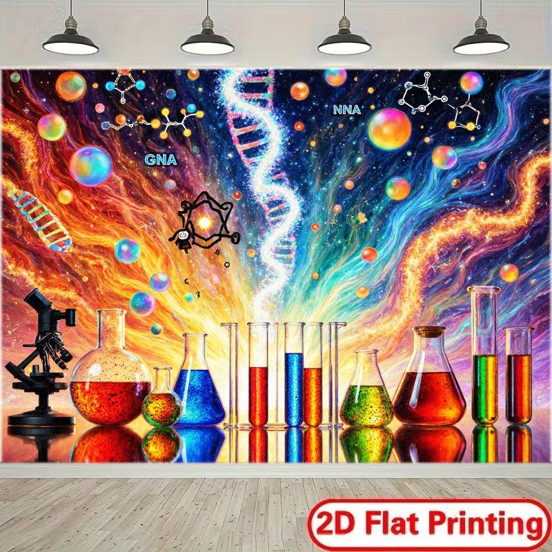 2D plane colorful scientific and cosmic-themed background fabric laboratory decoration polyester fiber