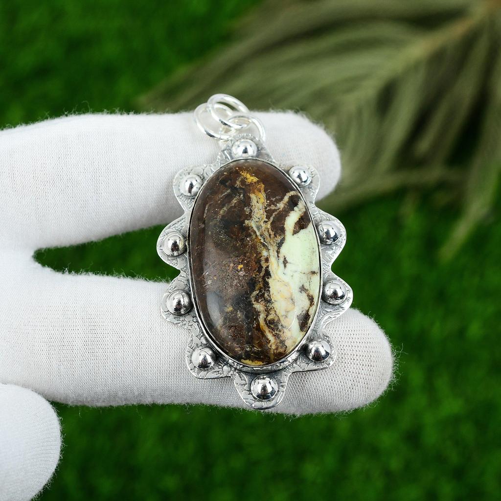 Natural Lemon Chrysoprase Gemstone Pendant 925 Sterling Silver Jewelry For Girls