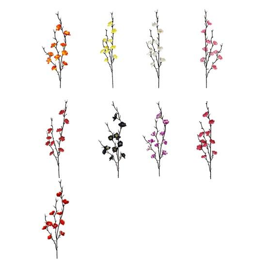 Искусственная ветка цветущей сливы Искусственные стебли цветущей вишни Стебель длиной 21 дюйм Искусственный шелковый цветок для свадьбы Дома Офиса Спальни Вечеринки Центральный элемент стола