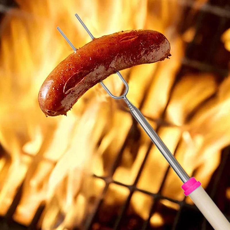8 шт. телескопическая вилка для барбекю из нержавеющей стали, двойные металлические шампуры, палочка для жарки, шампур для хот-догов, барбекю, пикника, кемпинга