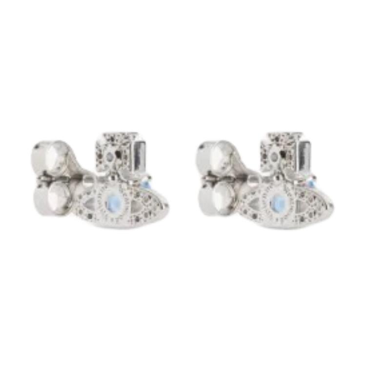 Vivienne Westwood Original Design Brass Cubic Zirconia Gemstone Square Zirconia Stud Earrings Women earrings Blue 6201034M-02P536
