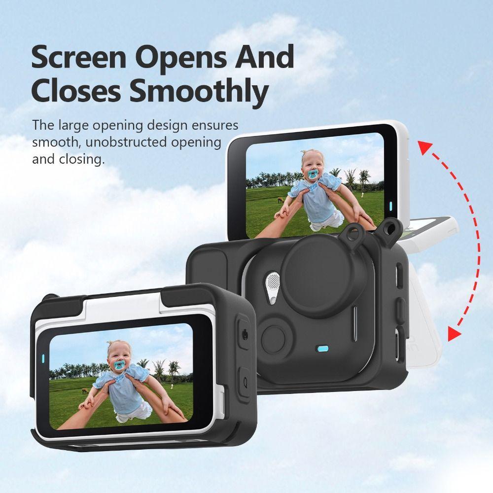 Anti-Loss Silicone Case with Lens Cap & Strap Frame Shell for Insta360 GO Ultra