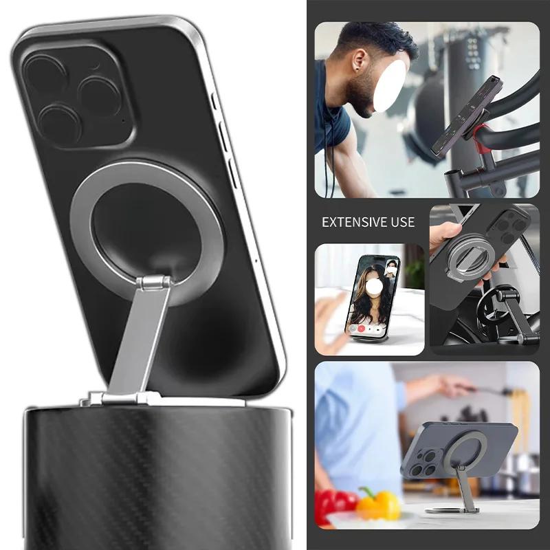 Двойной магнитный держатель-кольцо для телефона, складная подставка, совместимый с сериями iPhone 16 12 13 14 15 MagSafe, подставка-держатель для телефона