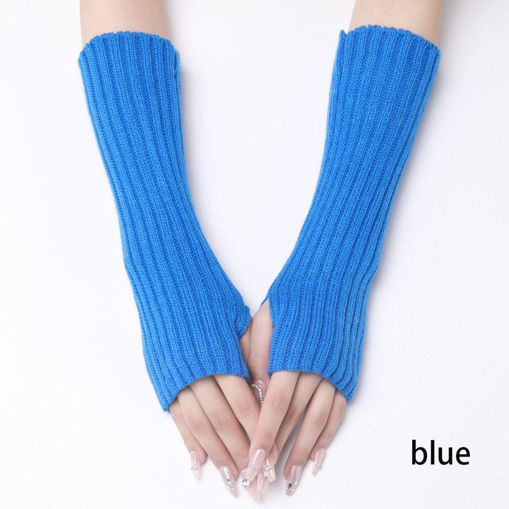 Fingerless Knitted Gloves Arm Warmers Elbow Mittens Harajuku Ankle Wrist Sleeves Outdoor