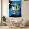 CFC Chemnitzer FC Dynamic Crest Tapestry Blue Light Wall Hanging Football Club Banner For Game Room Bedroom Decor