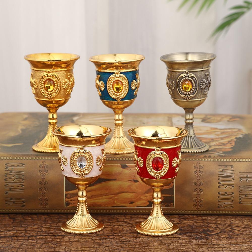 Zinc Zinc Zinc Alloy Medieval Rose Embossed Goblet Vintage Liquor Cup Luxurious Spirits Cup Bar