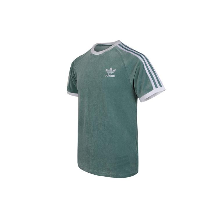 adidas originals Cozy Tee Casual Round Neck Loose Logo Stripe Short Sleeve Green Men's DV1623