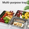 1Pc Thickened Stainless Steel Tray Large Capacity Food Storage Pan with Lid Commercial Dish Tray Freshing Lunch Box Container