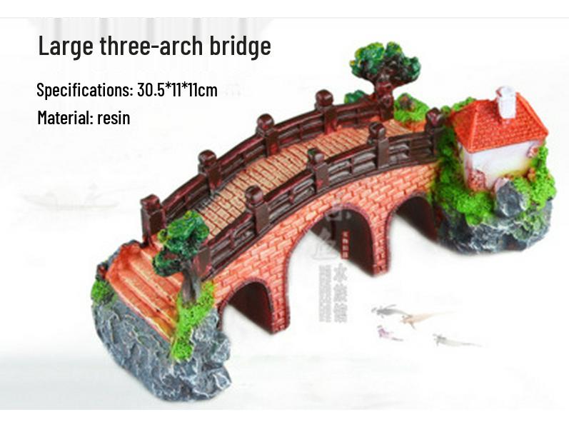 Artificial Rockery and Bridge Decoration Set for Fish Tank