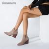 Comemore Casual Western Cowboy Ankle Boots Women Cowgirl Booties Short Cossacks Botas High Heels Shoes Comfortable Women's Shoe