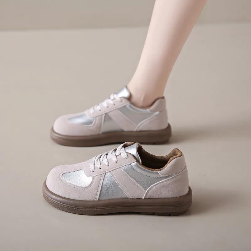 Мода 2024 года Новые цвета Splicing Spell натуральная кожа обувь плоские кроссовки темперамент тренд обувь повседневные кроссовки женские балетки