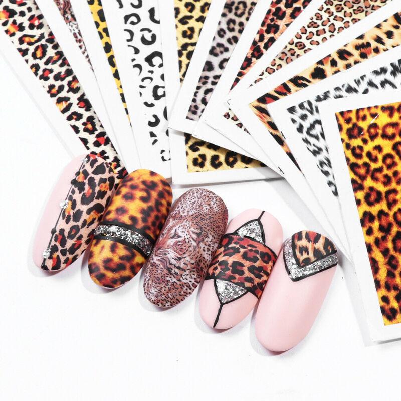 19 шт., очаровательные леопардовые наклейки для дизайна ногтей, переводные наклейки, наклейки из фольги, советы, сделай сам