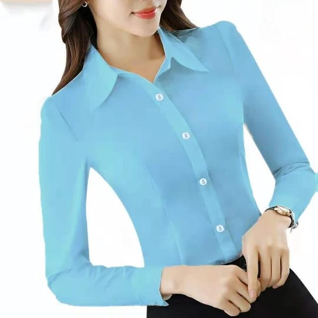 Женская повседневная деловая рубашка с длинным рукавом на весну и осень