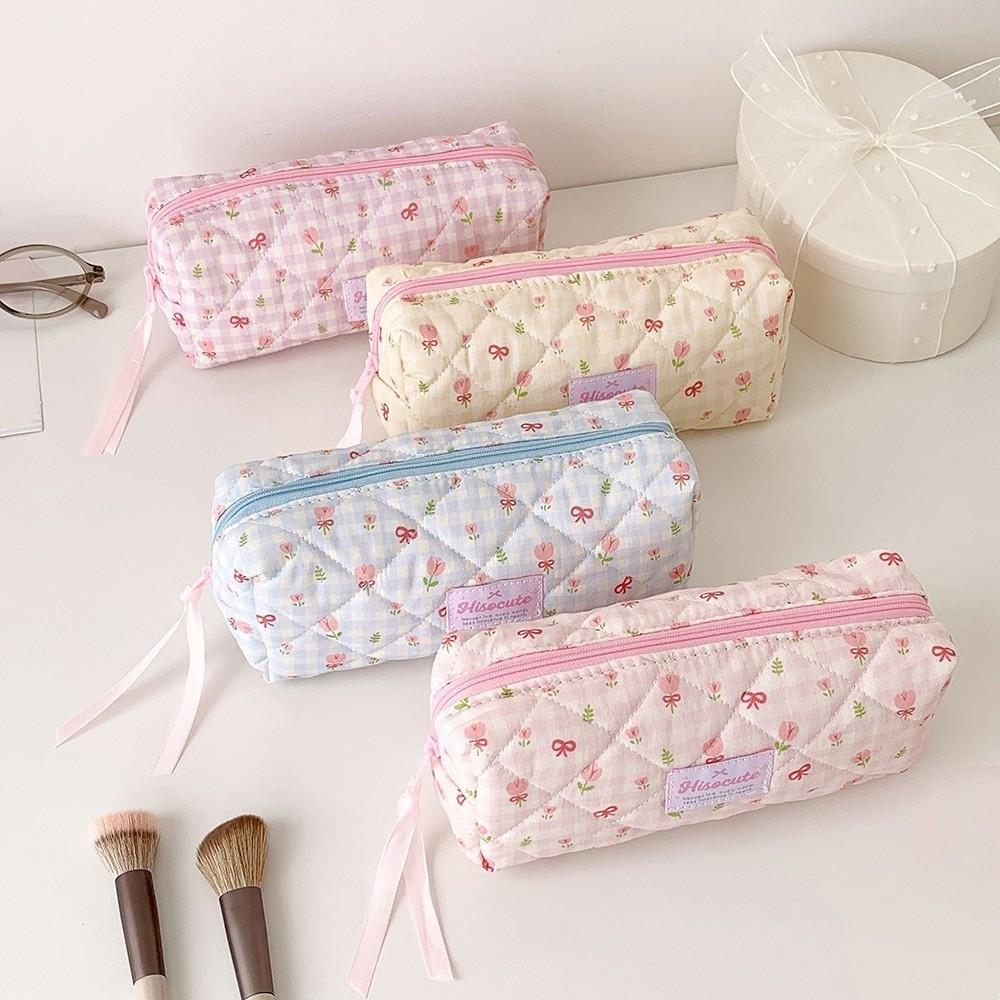 Desktop Storage Y2k Flower Pencil Case Large Capacity Cloth Stationery Bag  Office