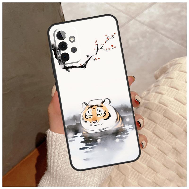 Толстый тигр Мультяшный Забавный Для Samsung Galaxy A13 A33 A53 A34 A54 A14 A15 A16 A26 A36 A56 A12 A32 A52 A06 A35 A55 Чехол